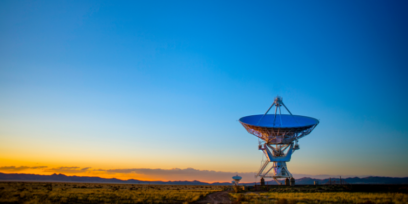 Gray satellite disk on a field