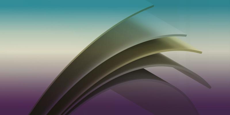 A fan on a purple-green background
