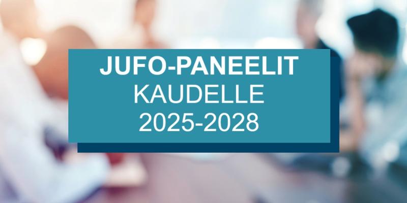 Kuvituskuva, jossa teksti "JUFO-paneelit kaudelle 2025-2028".