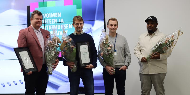 Vasemmalta oikealle Tuomas Aivelo, Otso Ovaskainen, Ossi Nokelainen ja Jamal Tahir. 