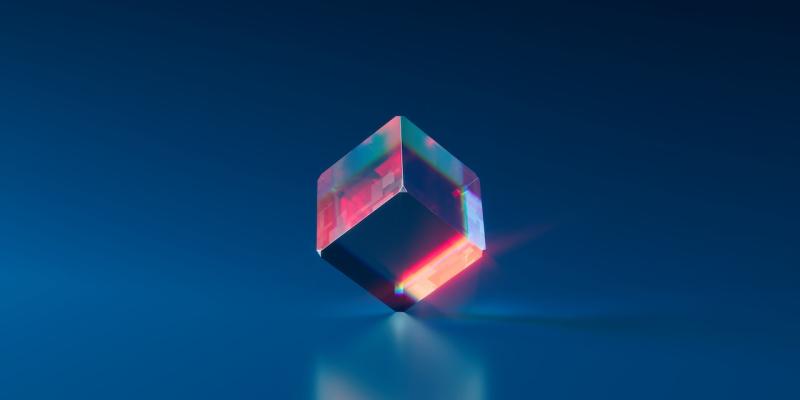 Photo of a diamond on blue background.