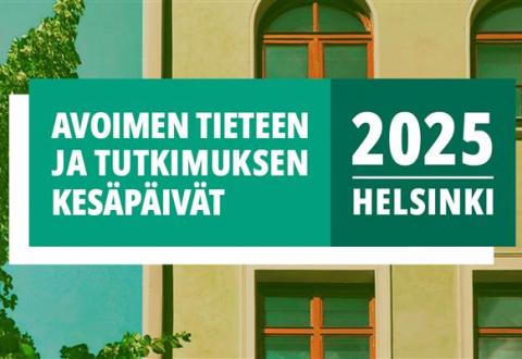 Kuvituskuva. Mukana teksti: Avoimen tieteen ja tutkimuksen kesäpäivät 2025, Helsinki.