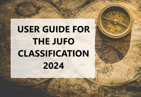 Decorative image with a text: "User guide for the JUFO classification 2024".